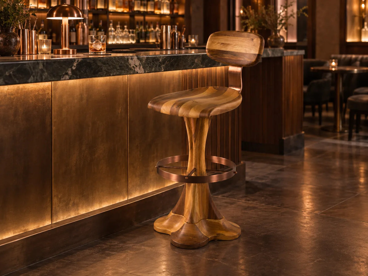 Liza Bar Stool (Wooden Backrest)